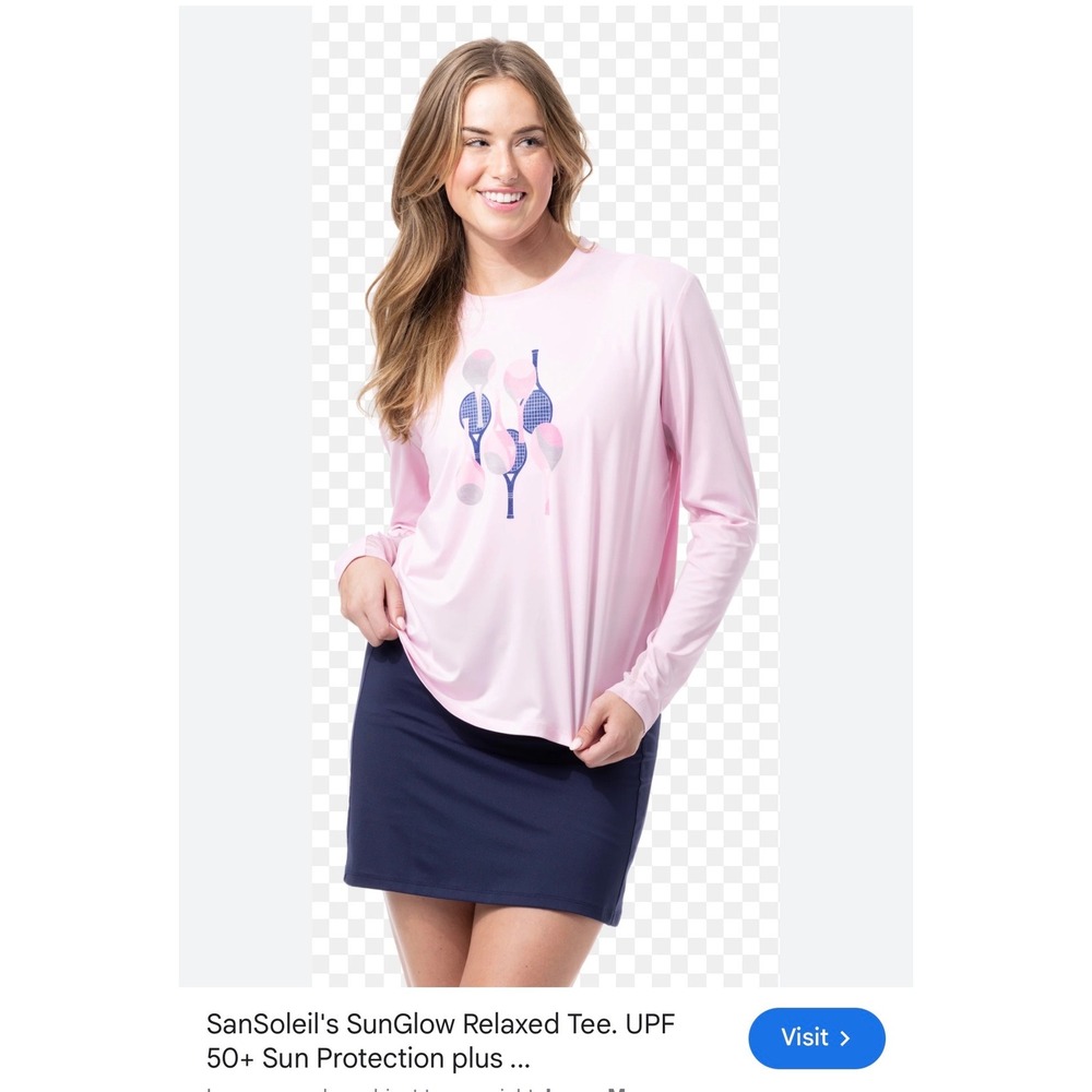 SanSoleil Pink Long-Sleeve Tennis Graphic Sun Protection Top - Picture 9 of 9